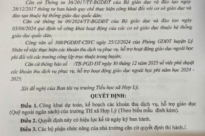 CÔNG KHAI QUYẾT TOÁN CÁC KHOẢN THU CHI QUỸ NGOÀI NGÂN SÁCH NĂM HỌC 2024-2025