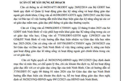 KẾ HOẠCH TỔ CHỨC DẠY KỸ NĂNG SỐNG CHO HỌC SINH NĂM HỌC 2025-2026